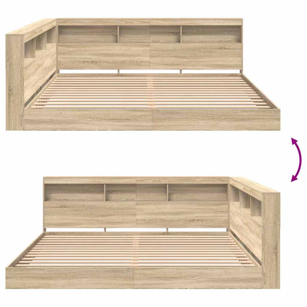 vidaXL Bookcase Bed with Shelf Sonoma oak 180 x 200 cm Engineered wood