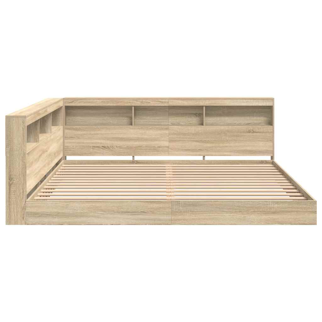 vidaXL Bookcase Bed with Shelf Sonoma oak 180 x 200 cm Engineered wood