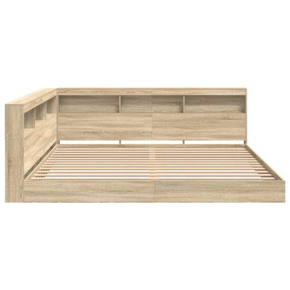 vidaXL Bookcase Bed with Shelf Sonoma oak 180 x 200 cm Engineered wood
