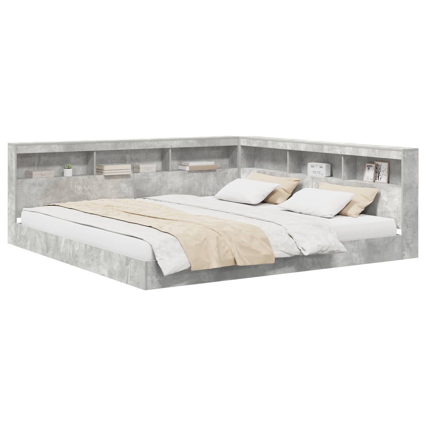 vidaXL Bookcase Bed Concrete grey 180 x 200 cm Engineered wood