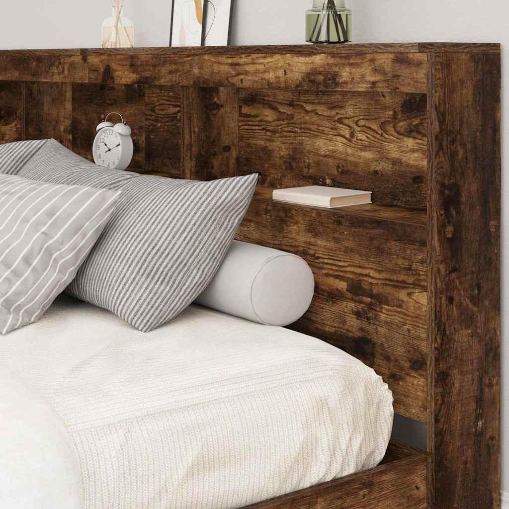 vidaXL Bookcase Bed Smoked oak 180 x 200 cm Engineered wood