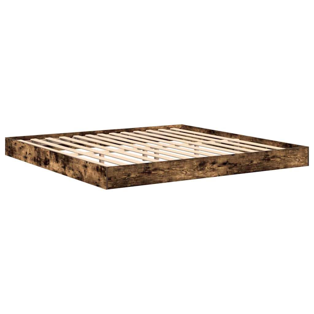 vidaXL Bookcase Bed Smoked oak 180 x 200 cm Engineered wood