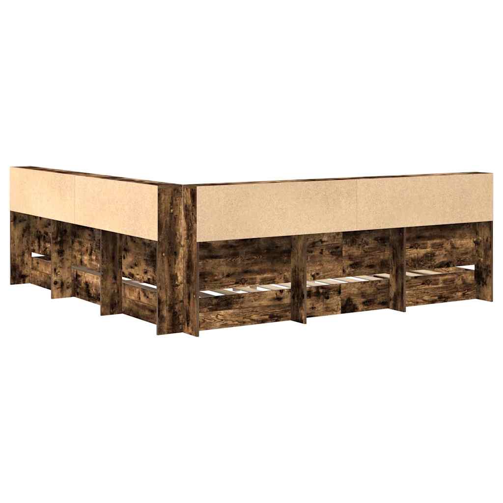 vidaXL Bookcase Bed Smoked oak 180 x 200 cm Engineered wood