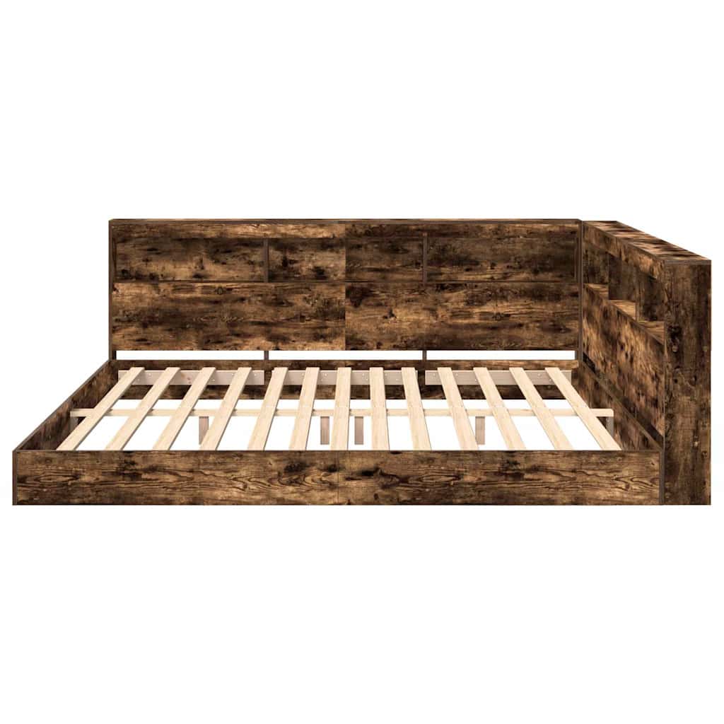 vidaXL Bookcase Bed Smoked oak 180 x 200 cm Engineered wood