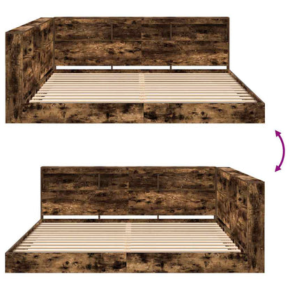 vidaXL Bookcase Bed Smoked oak 180 x 200 cm Engineered wood