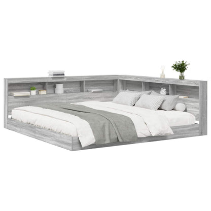 vidaXL Bookcase Bed Grey sonoma 180 x 200 cm Engineered wood