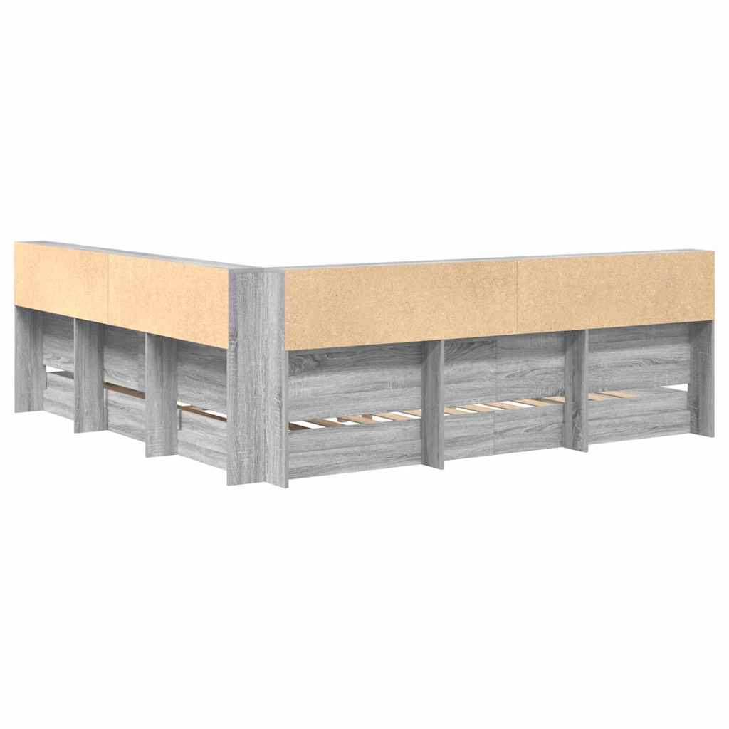 vidaXL Bookcase Bed Grey sonoma 180 x 200 cm Engineered wood