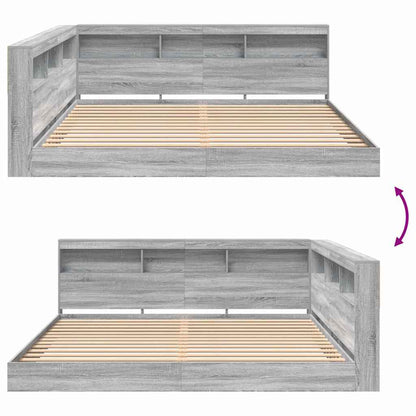 vidaXL Bookcase Bed Grey sonoma 180 x 200 cm Engineered wood