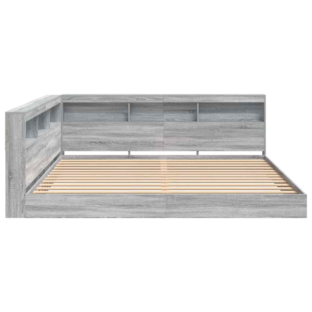 vidaXL Bookcase Bed Grey sonoma 180 x 200 cm Engineered wood