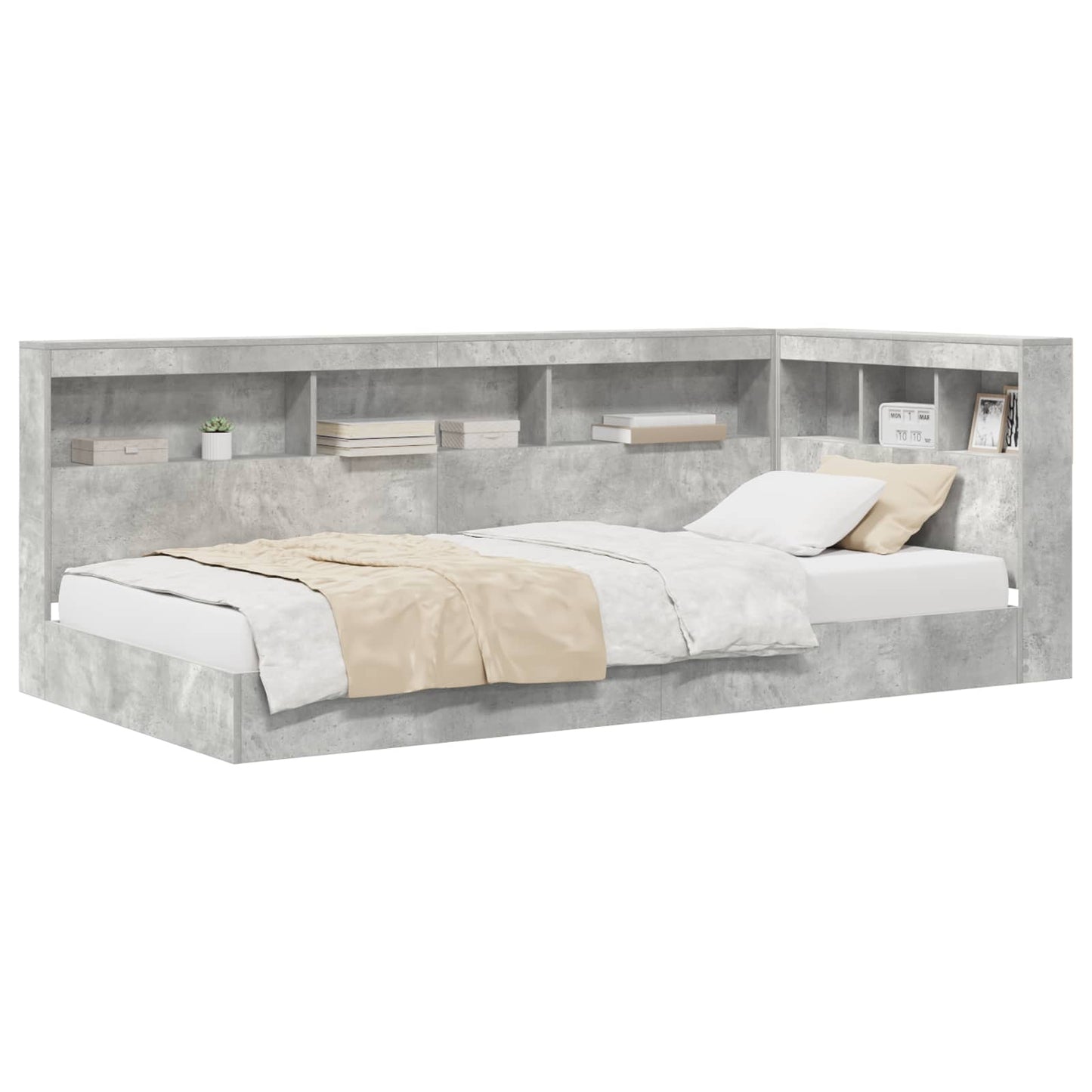 vidaXL Bookcase Bed Concrete Grey 75 x 190 cm Engineered wood