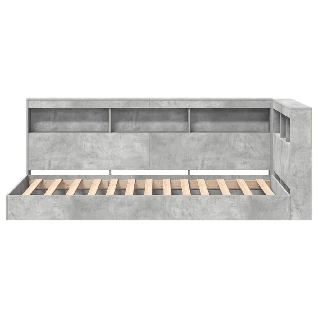 vidaXL Bookcase Bed Concrete Grey 75 x 190 cm Engineered wood