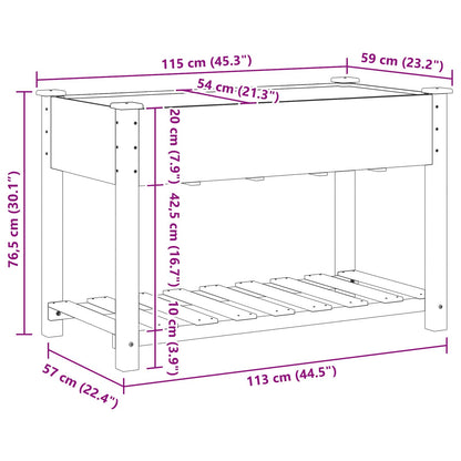 vidaXL Garden Planter Beige 115 x 59 x 76.5 cm Solid Fir Wood