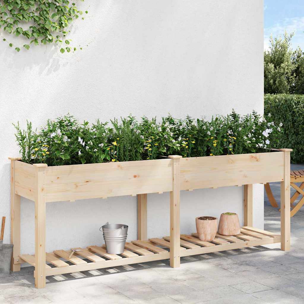 vidaXL Garden Planter Beige 203 x 53 x 76.5 cm Solid Fir Wood