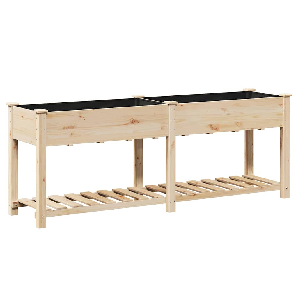 vidaXL Garden Planter Beige 203 x 53 x 76.5 cm Solid Fir Wood