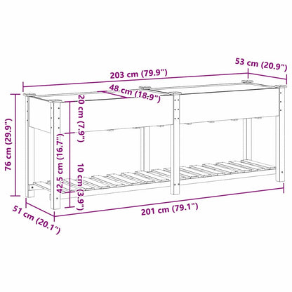 vidaXL Garden Planter Beige 203 x 53 x 76.5 cm Solid Fir Wood