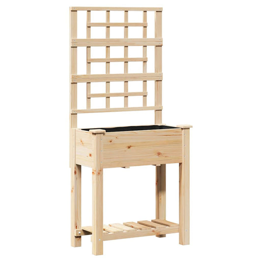 vidaXL Garden Planter with Shelf Beige 71 x 38 x 152 cm Solid Fir Wood