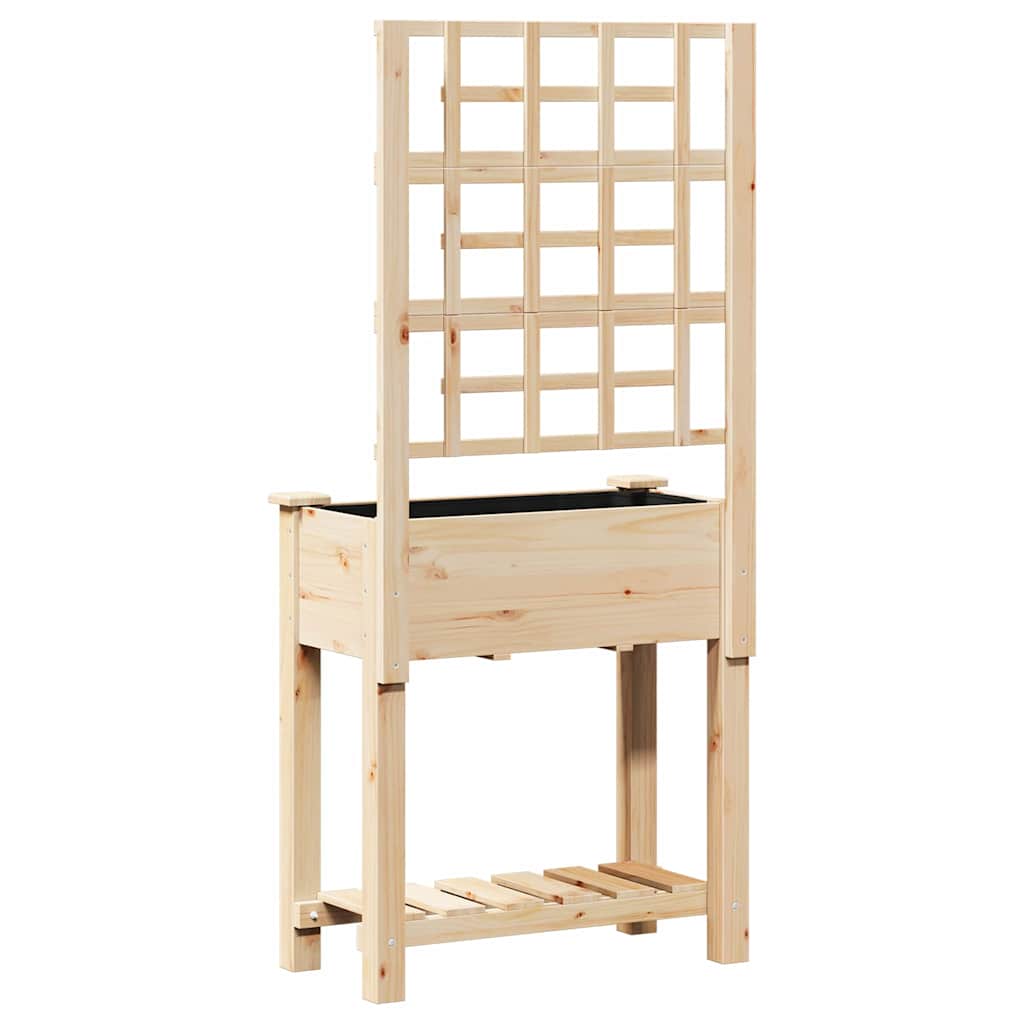 vidaXL Garden Planter with Shelf Beige 71 x 38 x 152 cm Solid Fir Wood