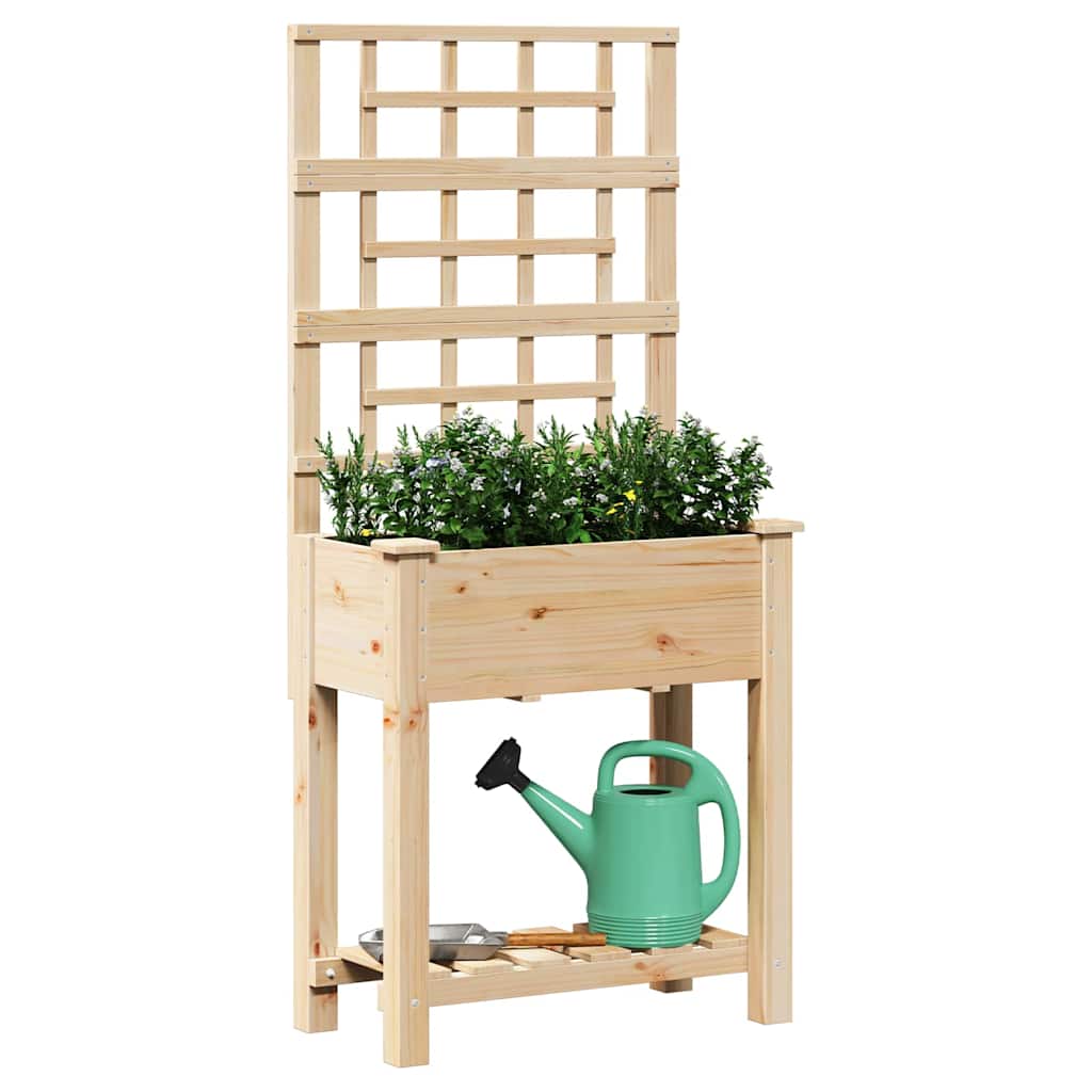 vidaXL Garden Planter with Shelf Beige 71 x 38 x 152 cm Solid Fir Wood