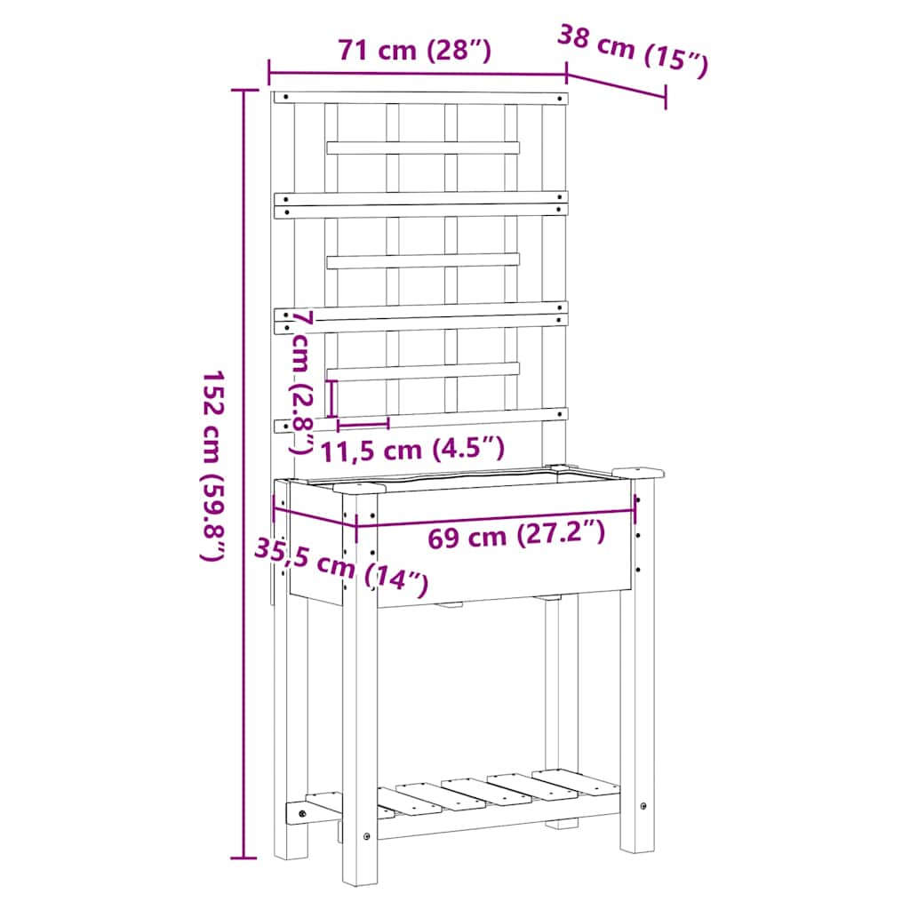 vidaXL Garden Planter with Shelf Beige 71 x 38 x 152 cm Solid Fir Wood