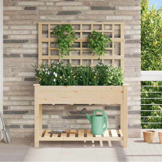 vidaXL Garden Planter Beige 115 x 60.5 x 153 cm Solid Fir Wood