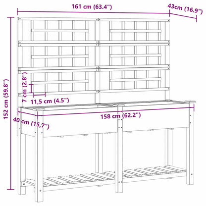 vidaXL Garden Planter Beige 161 x 46 x 152.5 cm Solid Fir Wood