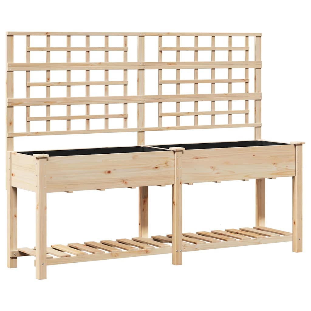 vidaXL Garden Planter Beige 203.5 x 54 x 152.5 cm Solid Fir Wood
