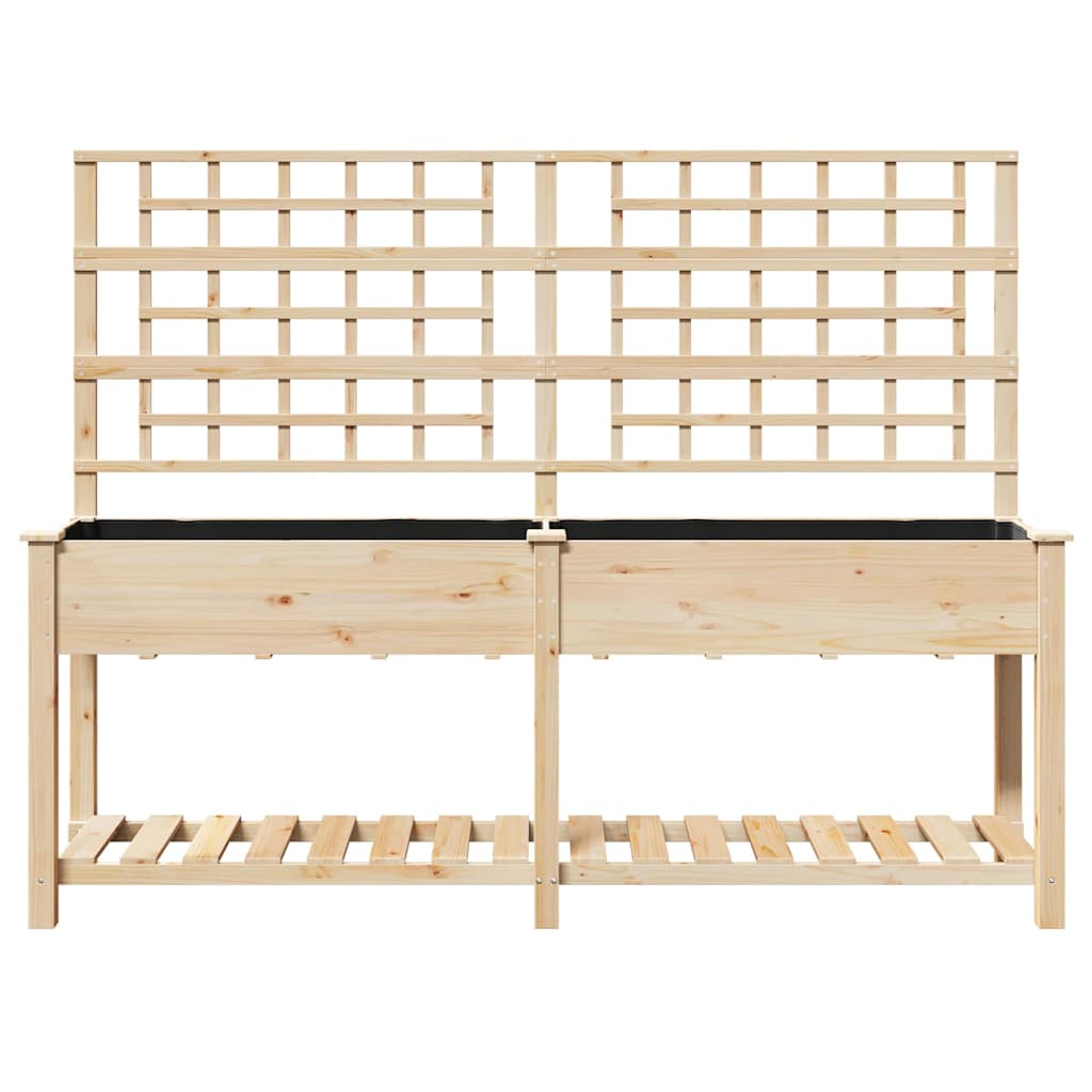 vidaXL Garden Planter Beige 203.5 x 54 x 152.5 cm Solid Fir Wood