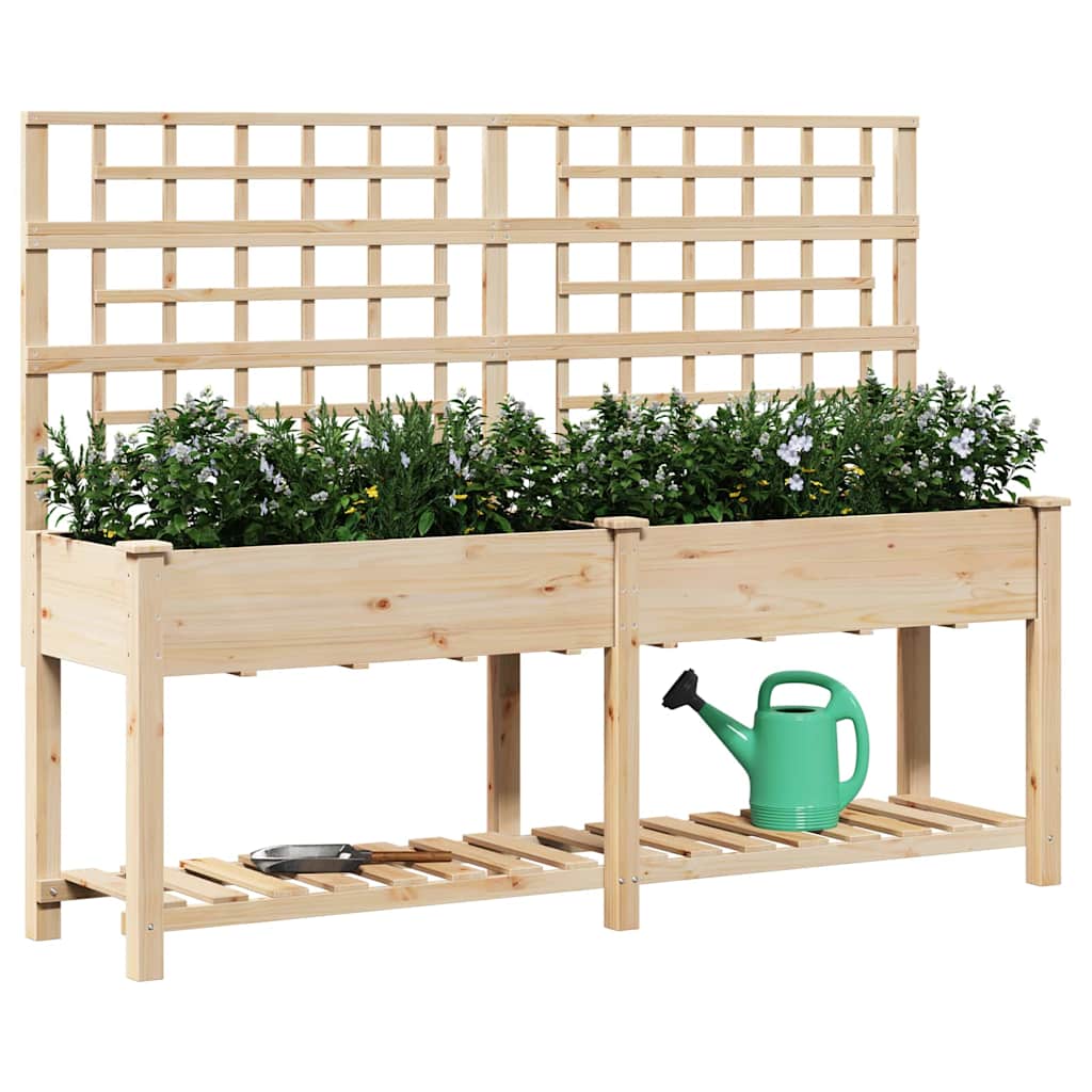 vidaXL Garden Planter Beige 203.5 x 54 x 152.5 cm Solid Fir Wood