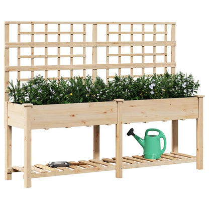 vidaXL Garden Planter Beige 203.5 x 54 x 152.5 cm Solid Fir Wood