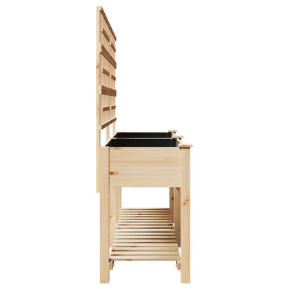 vidaXL Garden Planter Beige 203.5 x 54 x 152.5 cm Solid Fir Wood