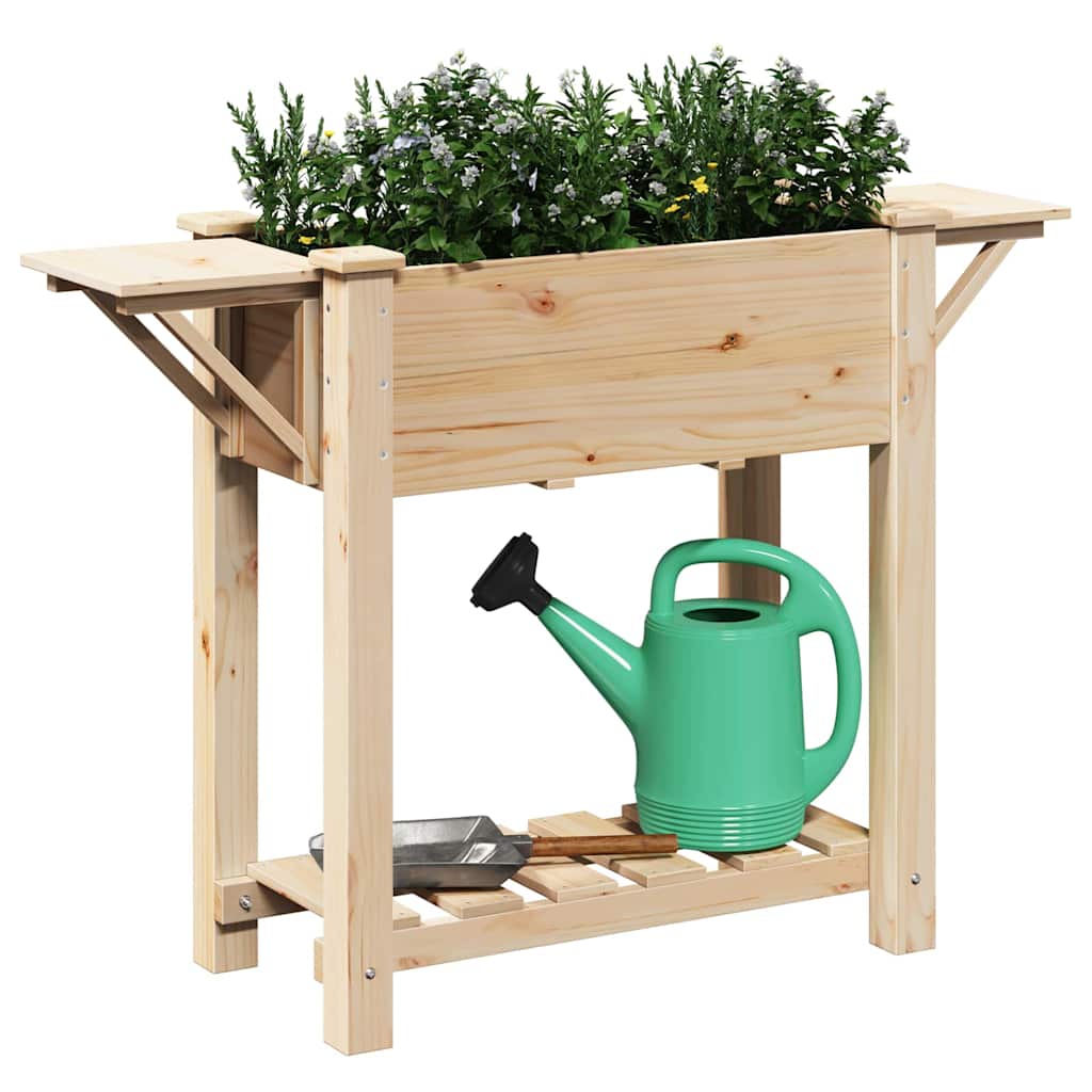 vidaXL Garden Planter Beige 111 x 37 x 76.5 cm Solid Fir Wood