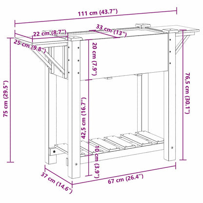 vidaXL Garden Planter Beige 111 x 37 x 76.5 cm Solid Fir Wood