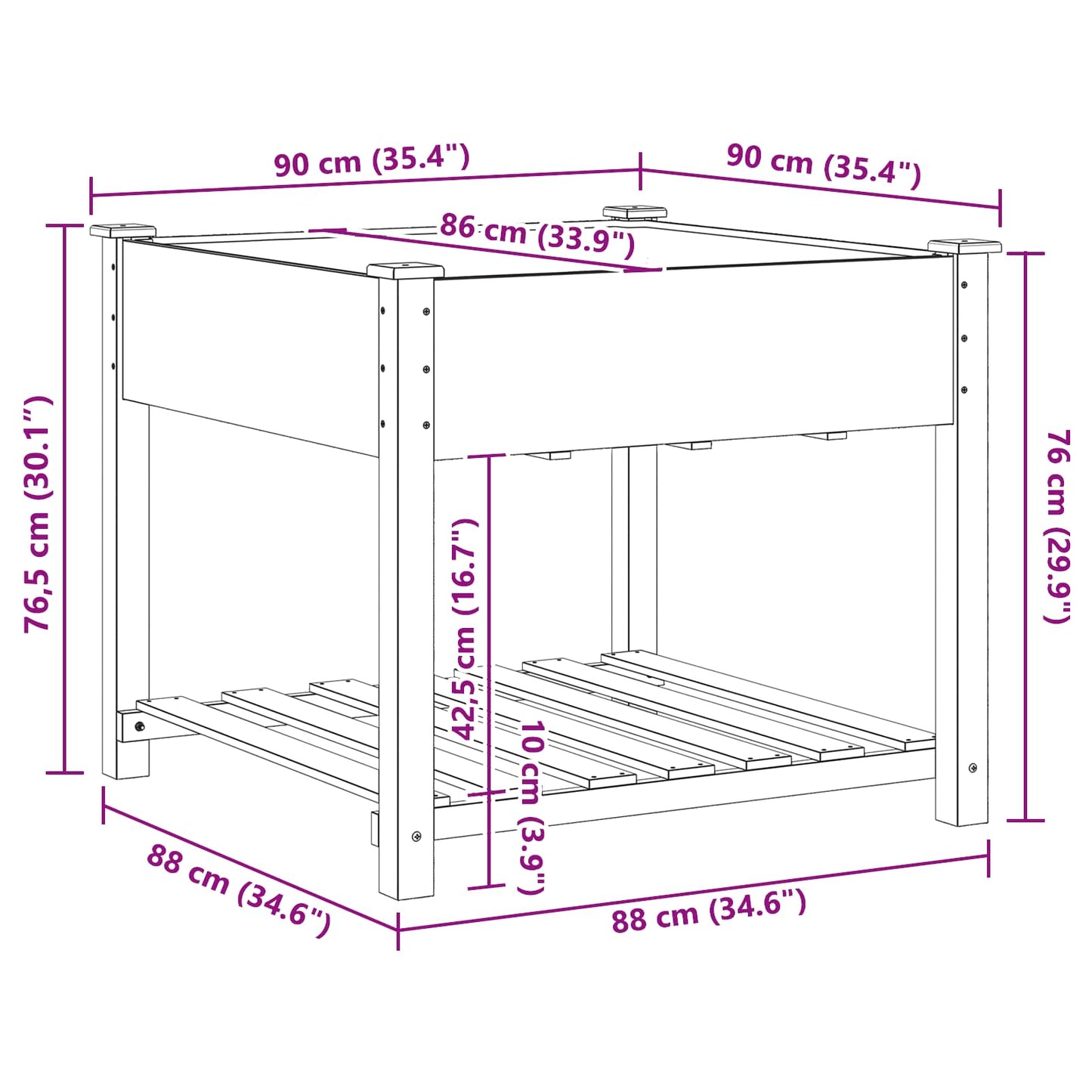 vidaXL Garden Planter Beige 60.5 x 60 x 76.5 cm Solid Fir Wood
