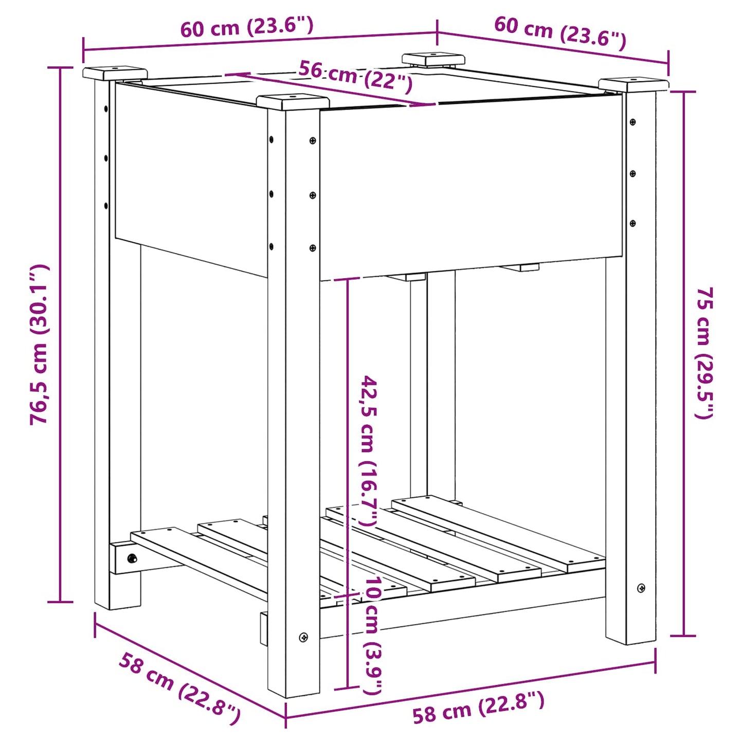 vidaXL Garden Planter Beige 90 x 90 x 76.5 cm Solid Fir Wood