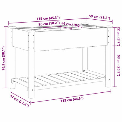vidaXL Garden Planter Beige 115 x 59 x 76.5 cm Solid Fir Wood
