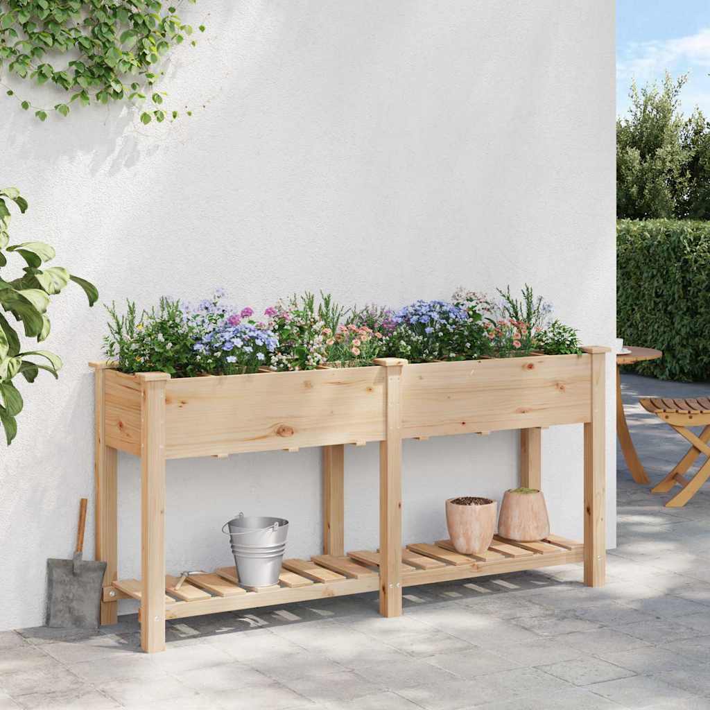 vidaXL Garden Planter Beige 161.5 x 45 x 76.5 cm Solid Fir Wood
