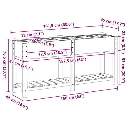 vidaXL Garden Planter Beige 161.5 x 45 x 76.5 cm Solid Fir Wood