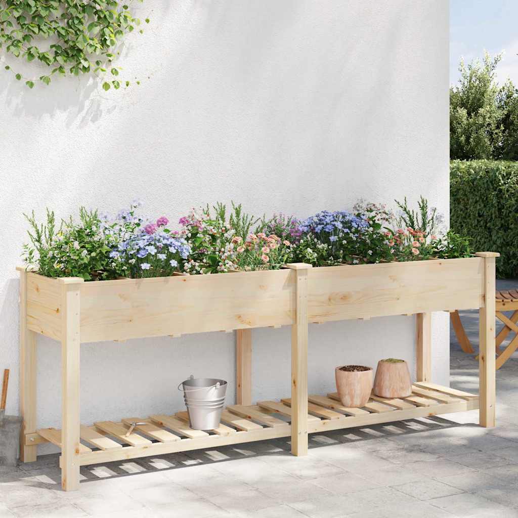 vidaXL Garden Planter Beige 203.5 x 53 x 76.5 cm Solid Fir Wood