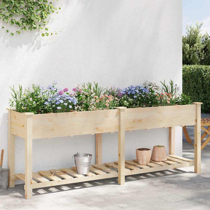 vidaXL Garden Planter Beige 203.5 x 53 x 76.5 cm Solid Fir Wood
