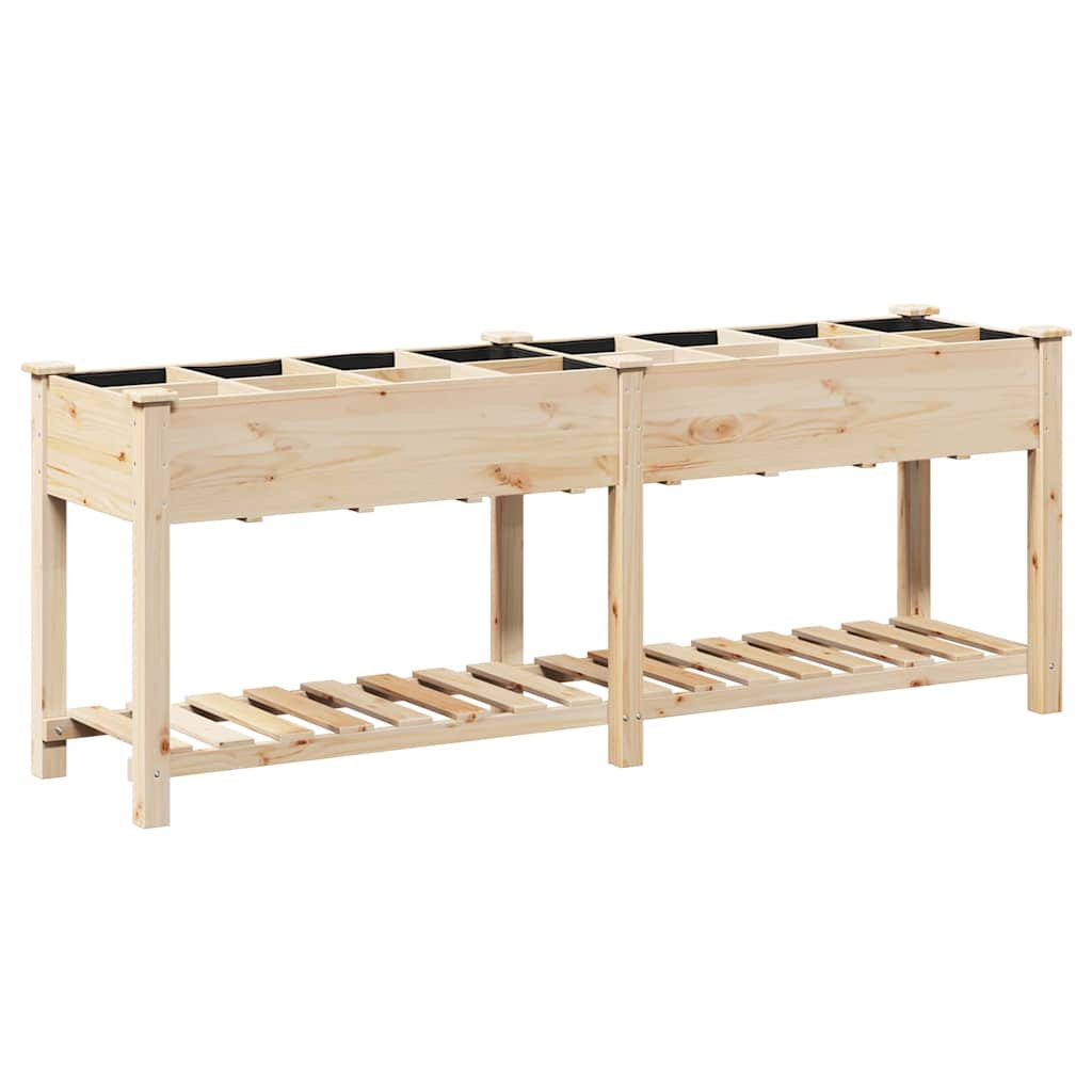 vidaXL Garden Planter Beige 203.5 x 53 x 76.5 cm Solid Fir Wood