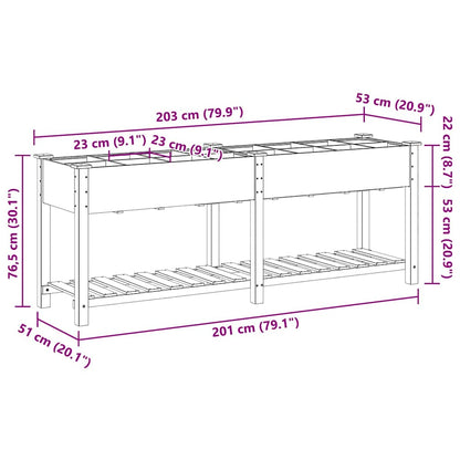 vidaXL Garden Planter Beige 203.5 x 53 x 76.5 cm Solid Fir Wood