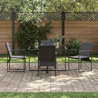 vidaXL Garden Dining Set 5 pcs Black Steel