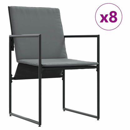 vidaXL Garden Dining Set 9 pcs Black Steel