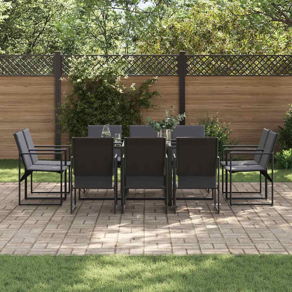 vidaXL Garden Dining Set 11 pcs Black Steel