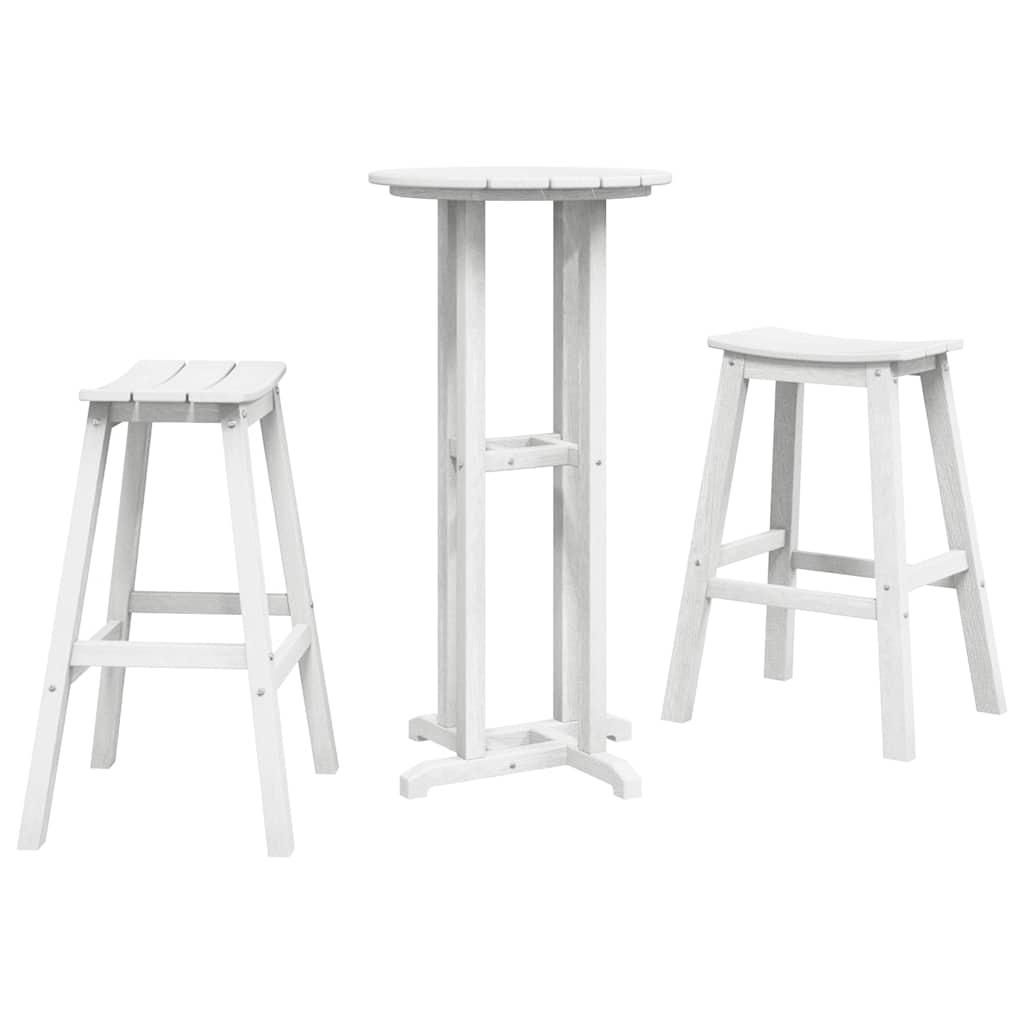 vidaXL Garden Bar Set 3 pcs White HDPE