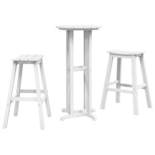 vidaXL Garden Bar Set 3 pcs White HDPE
