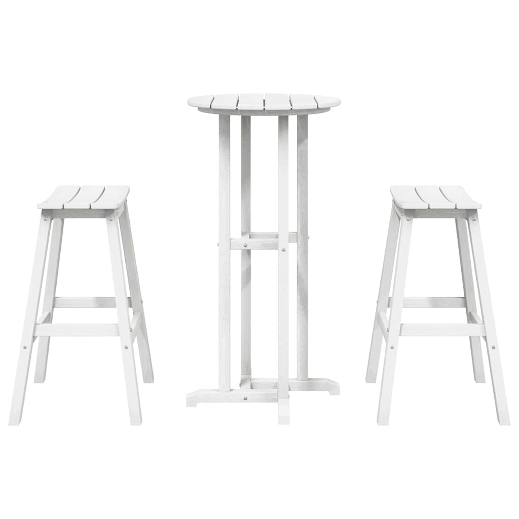 vidaXL Garden Bar Set 3 pcs White HDPE