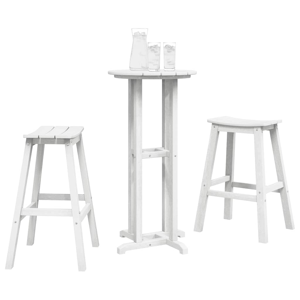 vidaXL Garden Bar Set 3 pcs White HDPE
