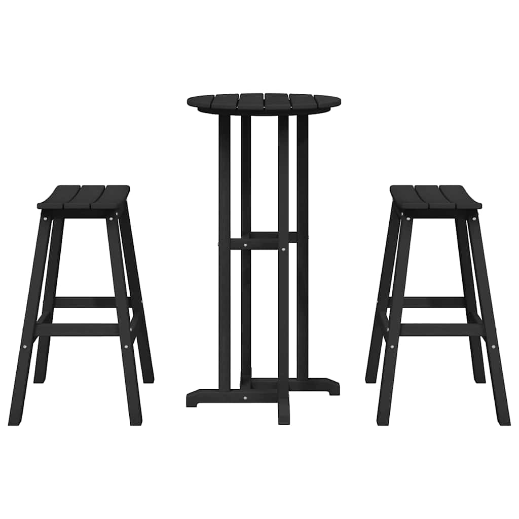 vidaXL Garden Bar Set 3 pcs Black HDPE