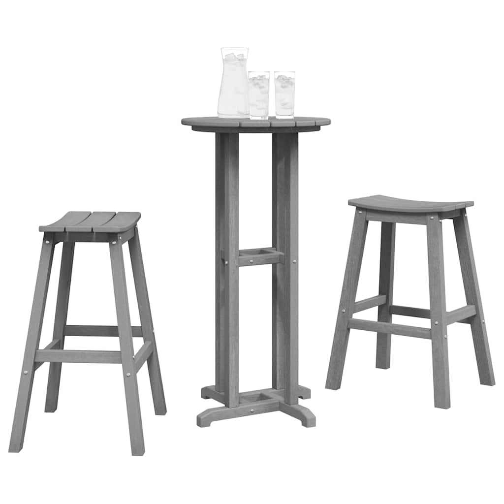 vidaXL Garden Bar Set 3 pcs Light Grey HDPE